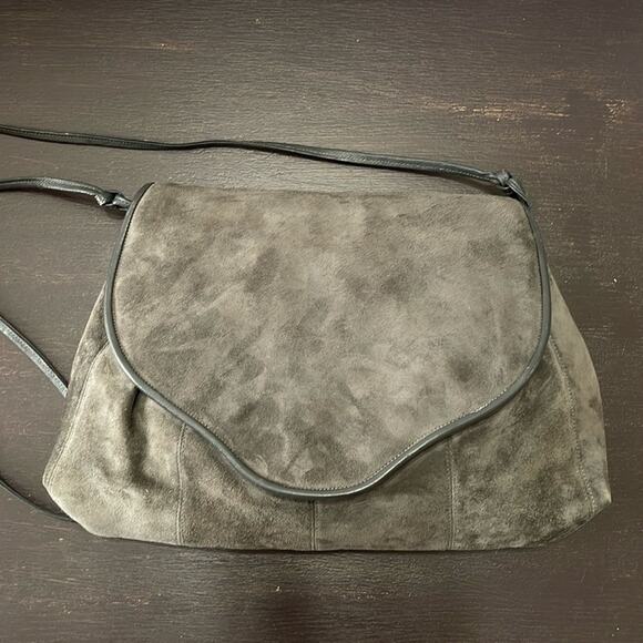 Varon Gray Vintage Leather and Suede Handbag 12.5"x8" - Picture 1 of 4